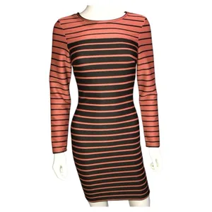 H & M Sweater Dress Women’s Small Black & Copper Stripes Casual Stretch Bodycom thumbnail 2
