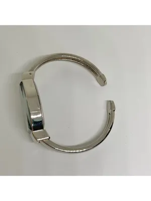 Silver tone quartz analog women cuff bracelet watch 20mm bracelet 7” running thumbnail 8