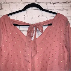 NWT‎ I.N. San Francisco Pink Swiss Dot Ruffle Sleeve Tie Back Dress thumbnail 4