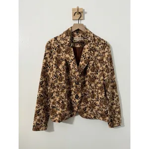 Free People Cali Floral Print Boxy Single Breasted Blazer Sm Boho Neutral thumbnail 2