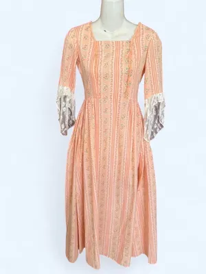 70s Bridgerton peach midi dress cottagecore thumbnail 4