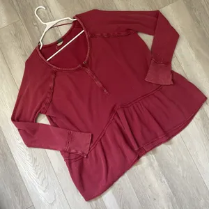 Free People Top coastaline thermal long sleeve peplum womens Red (medium) boho thumbnail 1
