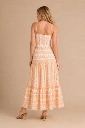 NWT CeCe Embroidered Cotton Maxi Dress White Orange Floral Size 10 thumbnail 2