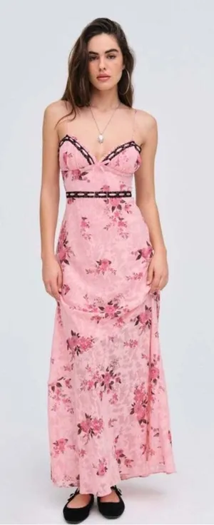 NWT‎ For Love & Lemons Guinevere Maxi Dress Pink floral Sz S thumbnail 1
