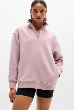 New Athleta XL Forever Fleece 1/4 Zip Sweatshirt Blush Pink X-Large Regular thumbnail 1