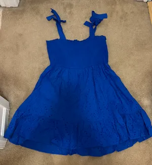 Francesca's Blue Smocked Eyelet Dress thumbnail 4