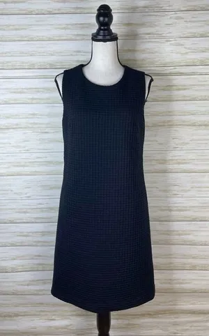 Ann Taylor Textured Waffle Grid Black Dress thumbnail 1