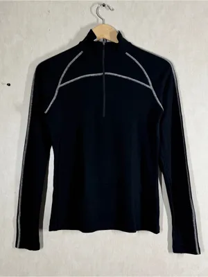 ibex Women’s Merino Wool Thermal Base Layer 1/4 Zip Shirt Longsleeve in Black M thumbnail 1