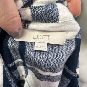 LOFT Women's Plaid Flannel Tunic Shirt Navy Blue & White Size M thumbnail 7