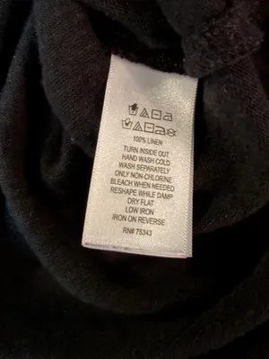 C&C California 100% Linen Top Womens XL Black V Neck Pocket High Low thumbnail 5