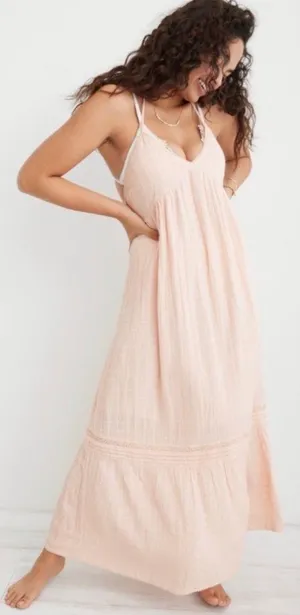 Aerie Pink Low Back Maxi Dress thumbnail 1
