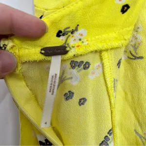 Free People‎ Tango At Night Electric Yellow Floral Wrap Shorts Romper Size 4 thumbnail 8