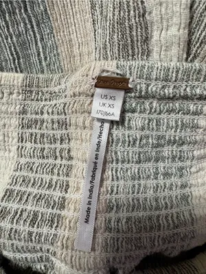 Free People Cotton Striped Wide Leg Pants in Pastel Green, Black & Cream Size XS thumbnail 3