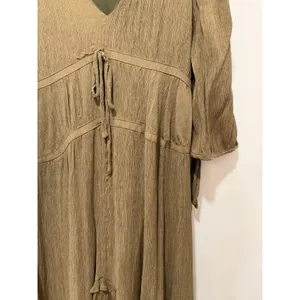 &merci Olive Green Tiered Midi Dress V-Neck High-Low Boho L thumbnail 3