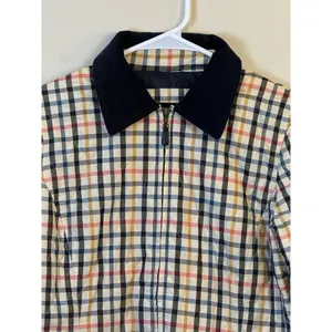 Talbots Quilted Blue‎ Pink Yellow Plaid Check Jacket Coat Zip Size XS Preppy thumbnail 5
