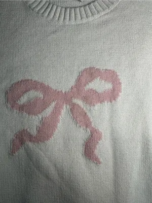 Hollister Ivory Pink Bow Sweater Size XXS thumbnail 4