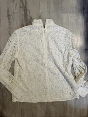 Ralph Lauren Ivory Floral Lace Mock Neck Blouse thumbnail 4