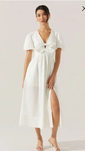 ASTR the Label White Midi Linen Dress thumbnail 2