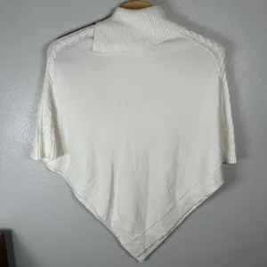Talbots Poncho Sweater Womens 1X Ivory Cream Oversized‎ Boxy Knit Mock Neck thumbnail 3