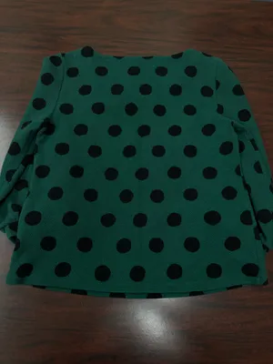 Maeve by Anthropologie Green and Black Polka Dot Blouse 3/4 Sleeves Size Small thumbnail 3