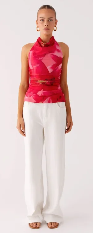 Peppermayo Pink Hibiscus Halter Top thumbnail 1