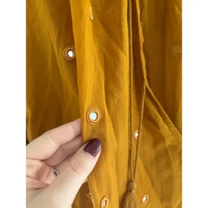 Free People Shine Bright Top‎ Womens Small Yellow Lagenlook Flowy Boho Rustic thumbnail 5