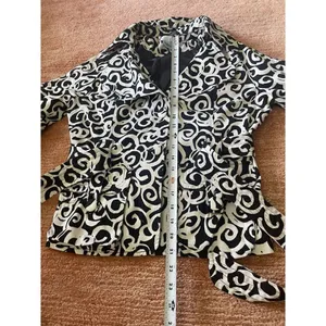 Luii byAnthropologie Black White Swirl Print Belted Short Trench Jacket Small thumbnail 6