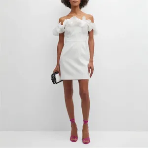 Milly Gizelle Ivory White Off Shoulder Ruffle Mini Dress Size 8 thumbnail 2