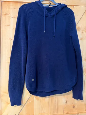 Lauren Ralph Lauren Navy Blue Waffle Knit Hooded Sweater Sz M thumbnail 3