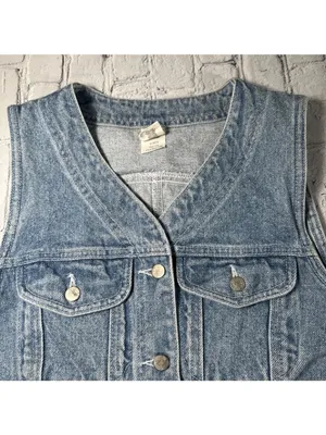 GAP Factory Store Denim Vest Womens Size Small 90s Y2K Jean Sleeveless Vintage thumbnail 3