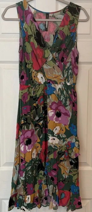 Anthropologie Tracy Reese Faux Wrap Dress Floral Ruffle‎ Boho Festival Wedding S thumbnail 1