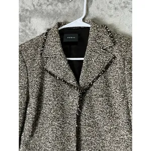 AKRIS Wool Tweed Blazer Jacket Size 6 Brown Black Textured Career Luxury Classic thumbnail 2