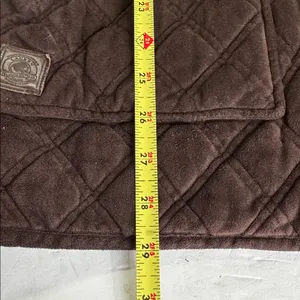brown faux suede quilted barn jacket Lauren Ralph Lauren equestrian buttons XL thumbnail 14
