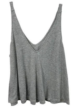 Intimately Free People Small Tank Top Gray Ribbed V-Neck Swing Cropped Sleep 674 thumbnail 1