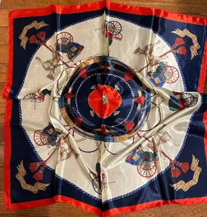 Vintage Regal Carriage&Horse EQUESTRIAN oversized square Silk Scarf 35/35 thumbnail 5