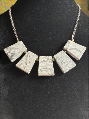 Picasso Marble Statement Necklace 19” Gray thumbnail 2