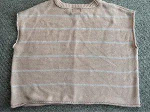 Universal Threads Peach White Striped Knit Sweater Vest Sleeveless Crew Neck L thumbnail 1