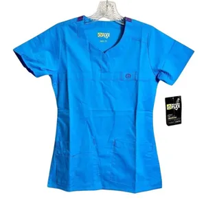 WonderFlex Scrub Top Women XXS‎ Turquoise Premium Stretch V-Neck Medical Dental thumbnail 1