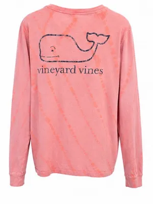 Vineyard Vines Pink Tie-Dye Long Sleeve Whale Pocket Tee — Size Large thumbnail 3