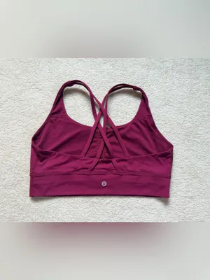 Lululemon‎ Energy Bra Long Line Strappy Back Burgundy Size 12 thumbnail 2