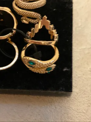 Gold-Tone Snake & Emerald Accent Ring Set - Women Jewelry thumbnail 2