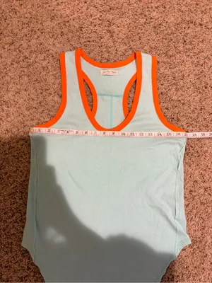 We The Free People Reggi Tank Top Light Blue Orange Trim Size XS thumbnail 9