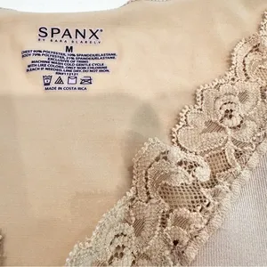 Spanx Hide & Sleek Lace Trim‎ V Neck Cami Top Women's Medium Tan Slimming Layer thumbnail 5