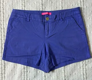 Lilly Pulitzer Callahan Stretch Shorts Textured Chino‎ Purple Size 10 thumbnail 1