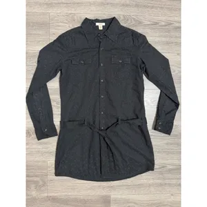 Levis Shirt Dress M Black Eyelet Embroidered Western Tunic‎ Tie Belt Cottagecore thumbnail 5