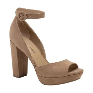 NWT Sun + Stone Womens Reeta Block Heel Platform Sandals Sand Stone Brown 10.5M thumbnail 1