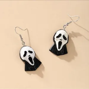 NWOT Scream Halloween Ghostface Scary Gothic Iconic Horror Hook Dangle Earrings Black thumbnail 4