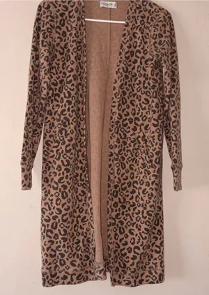 Abercrombie & fitch leopard print long cardigan sweater XS thumbnail 1