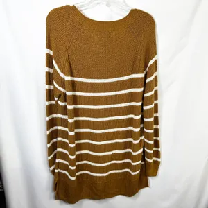 Old Navy XL Sweater Mustard Striped Crew Raglan Academia‎ Fall Knit Office 214 thumbnail 2