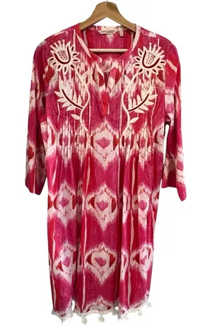 Soft Surroundings Womens Ikat Tunic Dress Size M Embroidered Beach Resort Boho thumbnail 1